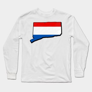 Red, White, and Blue Connecticut Outline Long Sleeve T-Shirt